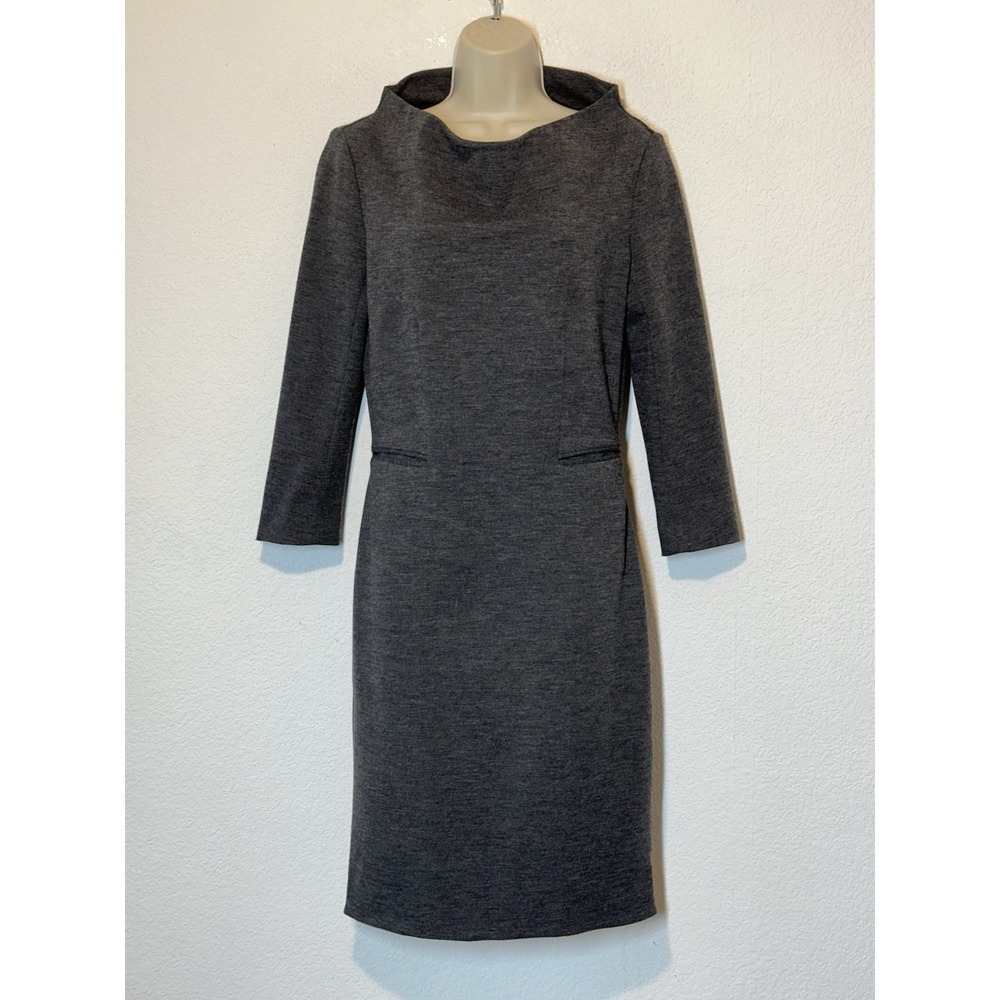 Diane Von Furstenberg Womens Wool Blend Two Pocket 3/4 Sleeve Dress Gray Size 8‎